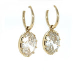GIA 7.86 Carat Antique Oval Cut Diamond Drop Hoop Earrings