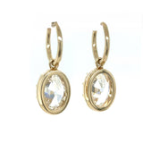 GIA 7.86 Carat Antique Oval Cut Diamond Drop Hoop Earrings