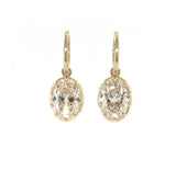 GIA 7.86 Carat Antique Oval Cut Diamond Drop Hoop Earrings