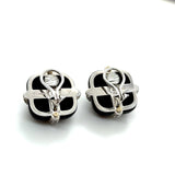 Seaman Schepps, Diamond and Ebony Wood Earclips, 18 Karat White Gold