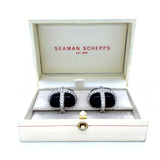 Seaman Schepps, Diamond and Ebony Wood Earclips, 18 Karat White Gold