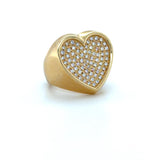 Diamond Pave Heart Ring 18K Yellow Gold