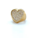 Diamond Pave Heart Ring 18K Yellow Gold