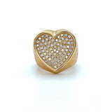 Diamond Pave Heart Ring 18K Yellow Gold