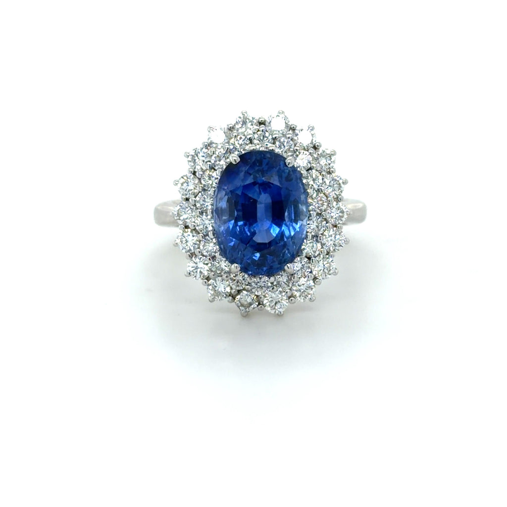 7.41 Carat Ceylon Sapphire and Diamond Ring