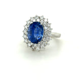 7.41 Carat Ceylon Sapphire and Diamond Ring