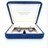 Mikimoto, 18 Karat White Gold, Cultured South Sea Pearl and Dianond Earrings