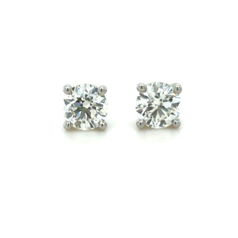 Tiffany & Co. 1.42 Carat Round Brilliant Cut Diamond Stud Earrings