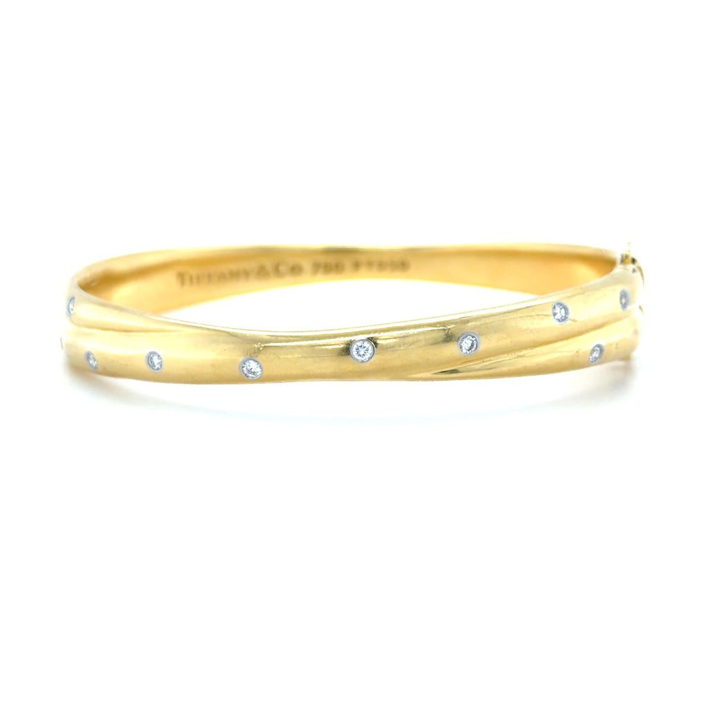 Tiffany & Co. Etoile 18K Yellow Gold, Platinum and Diamond Bangle Bracelet