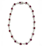 30.00 Carats Ruby and 14.50 Carats Diamond Cluster Necklace
