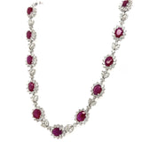 30.00 Carats Ruby and 14.50 Carats Diamond Cluster Necklace