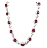 30.00 Carats Ruby and 14.50 Carats Diamond Cluster Necklace
