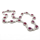 30.00 Carats Ruby and 14.50 Carats Diamond Cluster Necklace