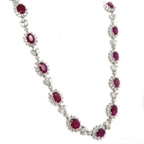 30.00 Carats Ruby and 14.50 Carats Diamond Cluster Necklace