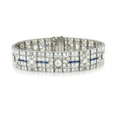 Art Deco, 16.50 Carats Diamond and Sapphire Bracelet, Platinum