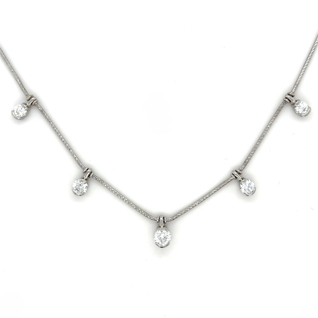Jose Hess, Platinum, 14 Karat White Gold and Diamond Station Necklace