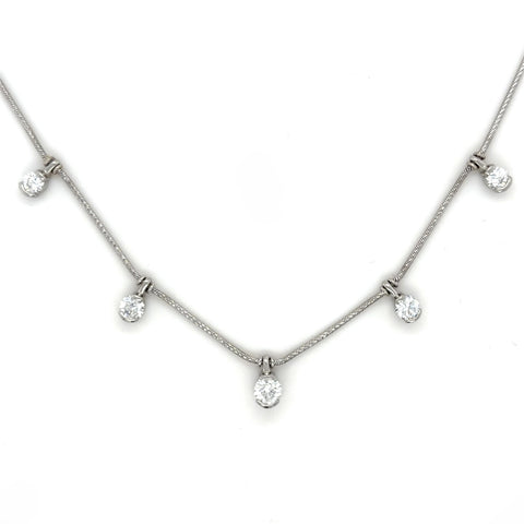 Jose Hess, Platinum, 14 Karat White Gold and Diamond Station Necklace