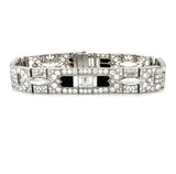 Art Deco, 15.50 Carats Diamond and Onyx Bracelet, Platinum