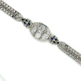 Art Deco, 14.50 Carats Diamond, Sapphire and Emerald Bracelet, Platinum