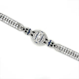 Art Deco, 14.50 Carats Diamond, Sapphire and Emerald Bracelet, Platinum