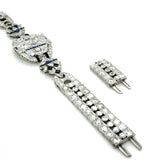 Art Deco, 14.50 Carats Diamond, Sapphire and Emerald Bracelet, Platinum