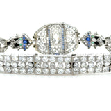 Art Deco, 14.50 Carats Diamond, Sapphire and Emerald Bracelet, Platinum