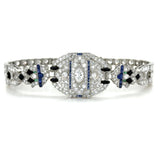 Art Deco, 14.50 Carats Diamond, Sapphire and Emerald Bracelet, Platinum