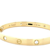 Cartier, Love Bracelet Classic Model 4 Diamonds Bangle Bracelet, size 18