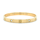Cartier, Love Bracelet Classic Model 4 Diamonds Bangle Bracelet, size 18