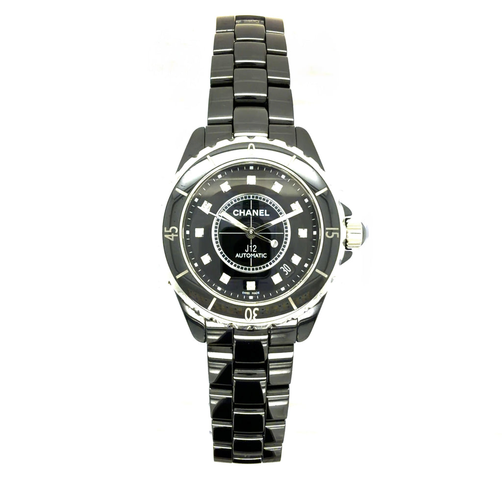 Chanel, J12 Automatic Diamond and Black Ceramic Watch, Stainless Steel, 38 mm