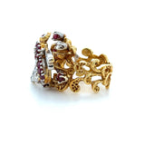 Vintage Herbert Rosenthal, Ruby and Diamond Bee Ring, 18K Yellow and White Gold