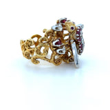 Vintage Herbert Rosenthal, Ruby and Diamond Bee Ring, 18K Yellow and White Gold