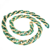 Vintage, Chrysoprase, Diamond and 18K Gold Necklace and Bracelet Suite