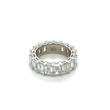 GIA 9.12 Carats Emerald Cut Diamond Eternity Band, Platinum, Size 6 1/2