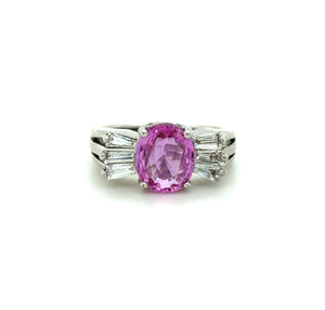 GIA 2.37 Ct. Unheated Pink Sapphire and Diamond Ring, 14K White Gold