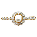 Victorian, GIA Natural Pearl and Diamond Brooch, 18K