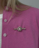 Victorian, GIA Natural Pearl and Diamond Brooch, 18K