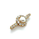 Victorian, GIA Natural Pearl and Diamond Brooch, 18K