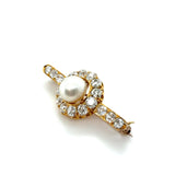 Victorian, GIA Natural Pearl and Diamond Brooch, 18K