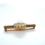 Victorian, GIA Natural Pearl and Diamond Brooch, 18K