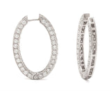 12.08 Carats Diamond Hoop Earrings, 18K White Gold