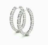 12.08 Carats Diamond Hoop Earrings, 18K White Gold