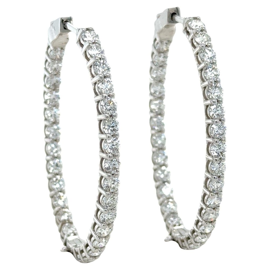 6.00 Carat Diamond Hoop Earrings, 18Kt White Gold