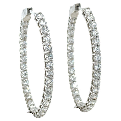 6.00 Carat Diamond Hoop Earrings, 18Kt White Gold