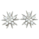 White Gold and Diamond Starburst Earrings, 18K