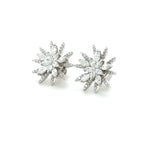 White Gold and Diamond Starburst Earrings, 18K