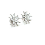 White Gold and Diamond Starburst Earrings, 18K