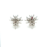 White Gold and Diamond Starburst Earrings, 18K