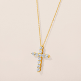 14K Gold 1.1ct Natural Diamond Cross Charm Pendant Necklace
