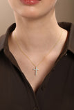 14K Gold 1.1ct Natural Diamond Cross Charm Pendant Necklace